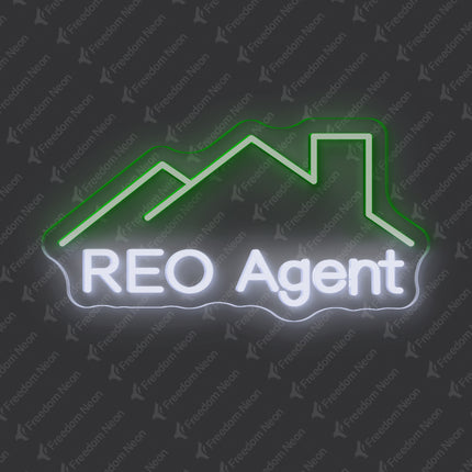 Green & White REO Agent Neon Sign