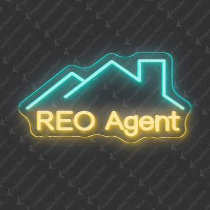 Mint Green & Warm White REO Agent Neon Sign