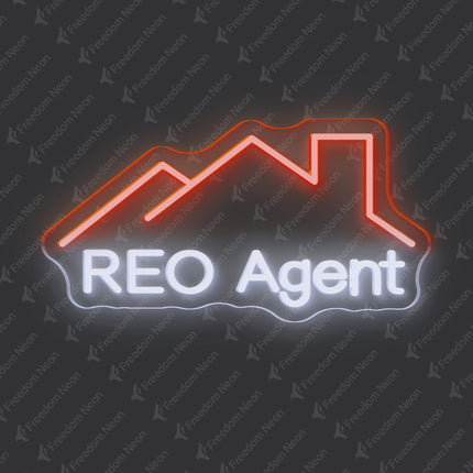Orange & White REO Agent Neon Sign