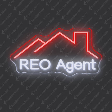 Red & White REO Agent Neon Sign