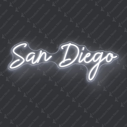 White San Diego Neon Sign