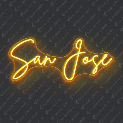 Golden Yellow San Jose Neon Sign