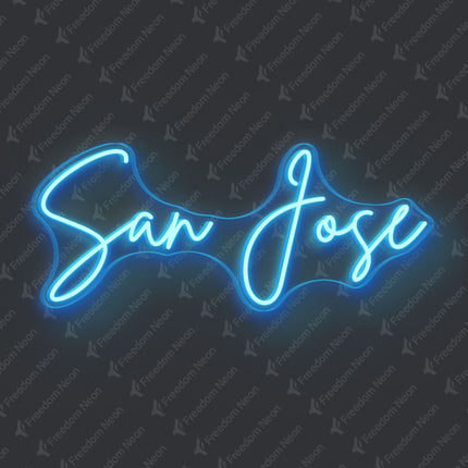 Ice Blue San Jose Neon Sign