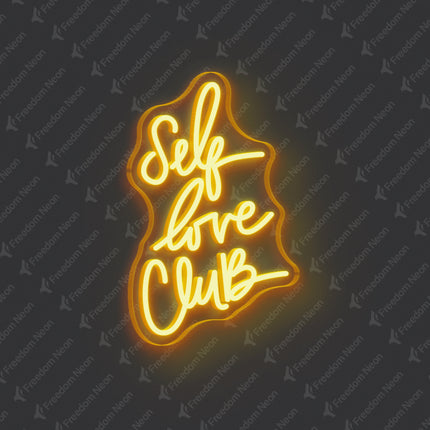 Golden Yellow Self Love Club Neon Sign