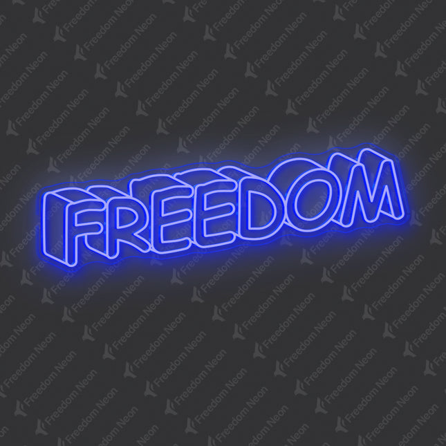 Blue Shadow Effect Freedom Neon Sign