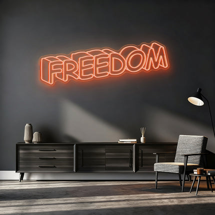 Golden Yellow Shadow Effect Freedom Neon Sign