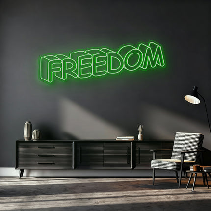 Green Shadow Effect Freedom Neon Sign