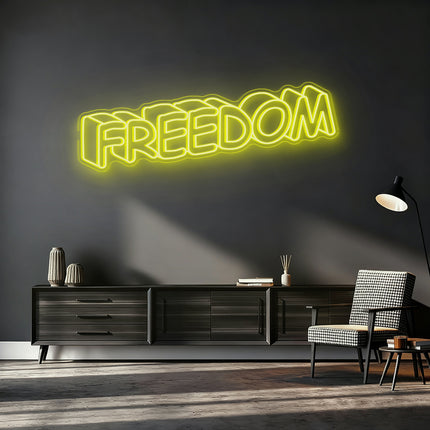 Lemon Yellow Shadow Effect Freedom Neon Sign