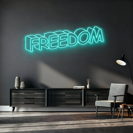Mint Green Shadow Effect Freedom Neon Sign