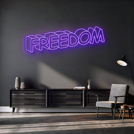 Purple Shadow Effect Freedom Neon Sign