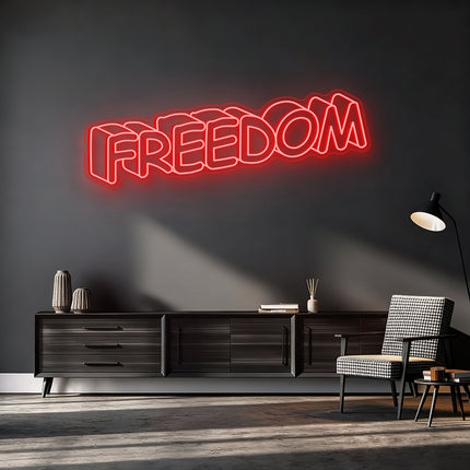 Red Shadow Effect Freedom Neon Sign