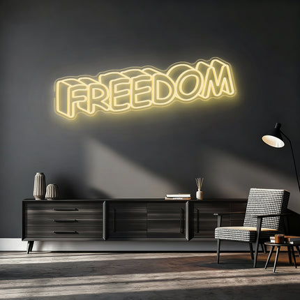 Warm White Shadow Effect Freedom Neon Sign