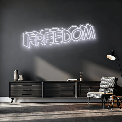 White Shadow Effect Freedom Neon Sign