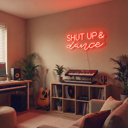 Red Shut Up & Dance Neon Sign