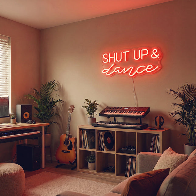 Red Shut Up & Dance Neon Sign