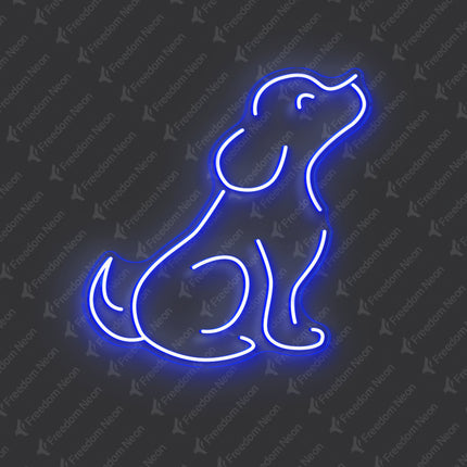 Blue Sitting Puppy Neon Sign