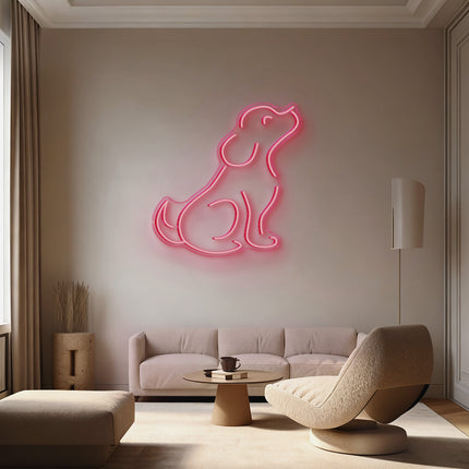 Light Pink Sitting Puppy Neon Sign