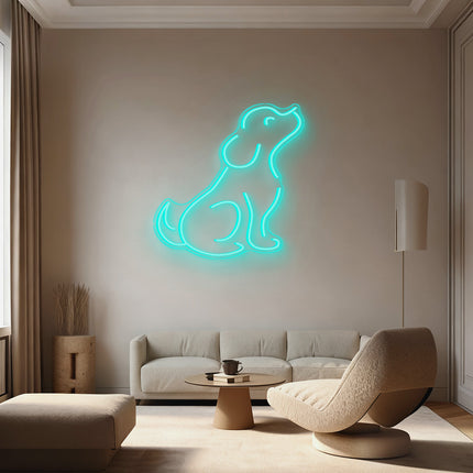 Mint Green Sitting Puppy Neon Sign