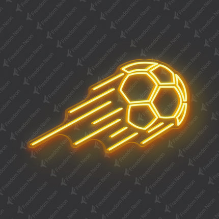 Golden Yellow Soccer Ball Neon Sign