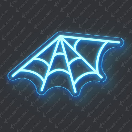 Ice Blue Spider Web Neon Sign