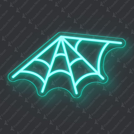 Mint Green Spider Web Neon Sign