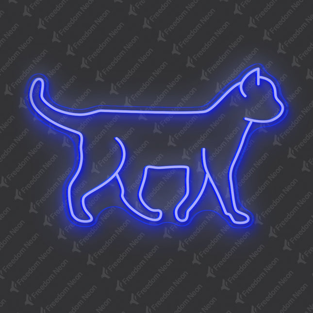 Blue Standing Cat Neon Sign