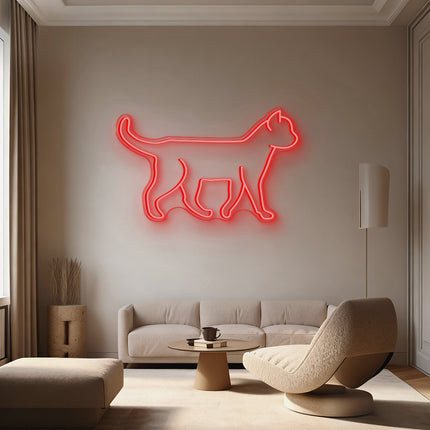 Red Standing Cat Neon Sign