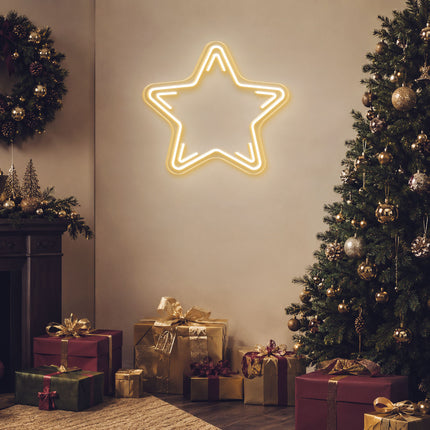 Warm White Star Neon Sign