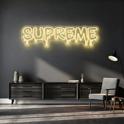 Warm White Supreme Drip Neon Sign
