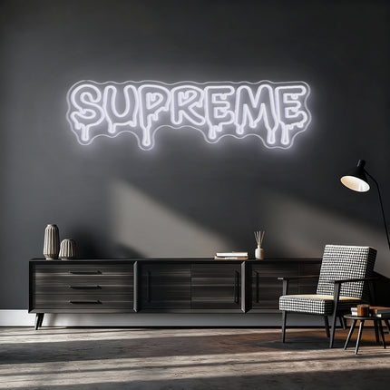 White Supreme Drip Neon Sign