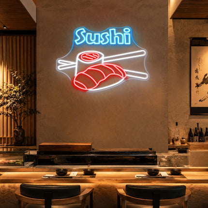 Ice Blue Sushi Neon Sign