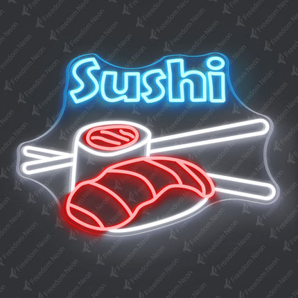 Ice Blue Sushi Neon Sign