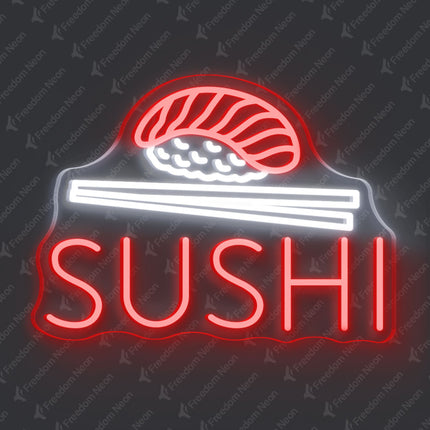 Red Sushi with Nigiri & Chopsticks Neon Sign
