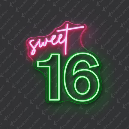 Green Sweet 16 Neon Sign