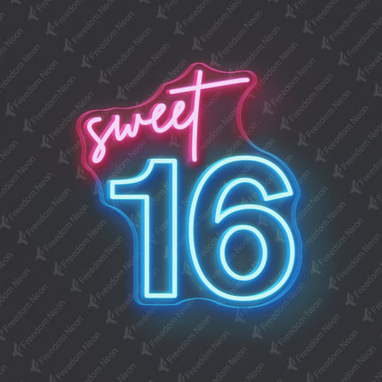 Ice Blue Sweet 16 Neon Sign