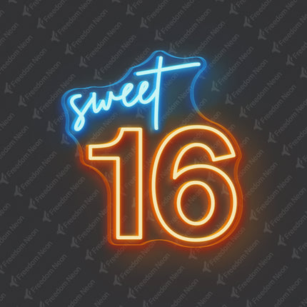 Orange Sweet 16 Neon Sign