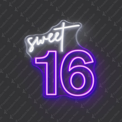 Purple Sweet 16 Neon Sign
