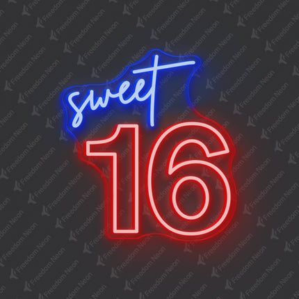Red Sweet 16 Neon Sign