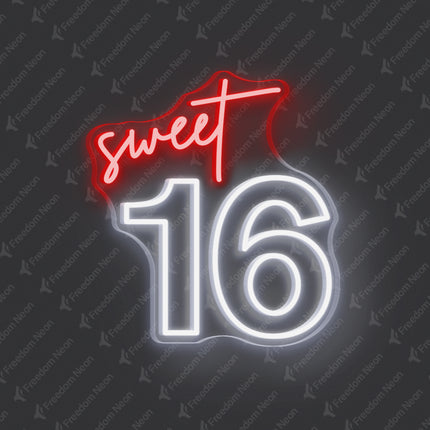 White Sweet 16 Neon Sign