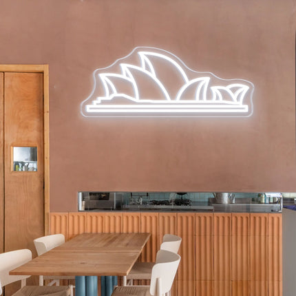 White Sydney Opera House Neon Sign