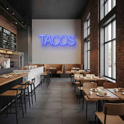 Blue Tacos Word Neon Sign