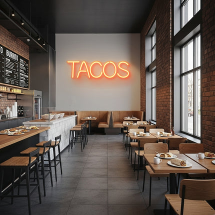 Golden Tacos Word Neon Sign
