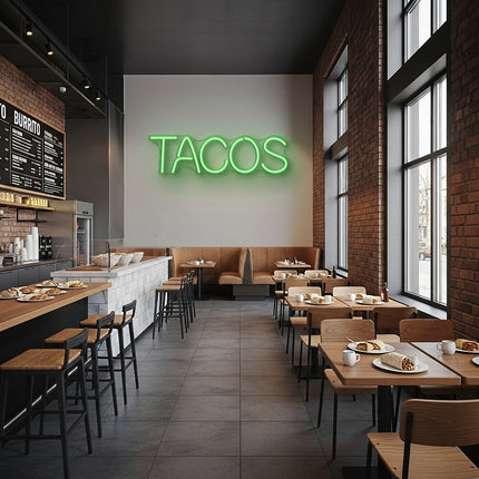 Green Tacos Word Neon Sign