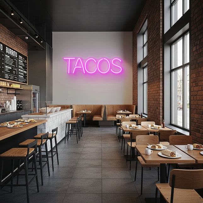 Pink Tacos Word Neon Sign