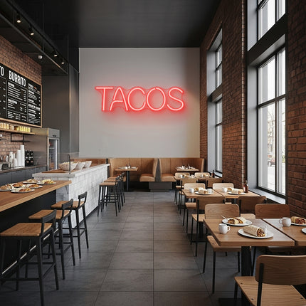 Red Tacos Word Neon Sign
