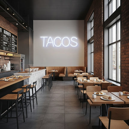White Tacos Word Neon Sign