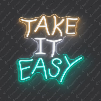 Warm White & White & Mint Green Take It Easy Neon Sign