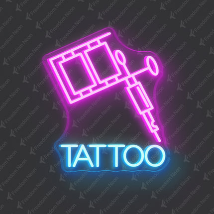 Pink & Ice Blue Tattoo Machine & TATTOO Neon Sign