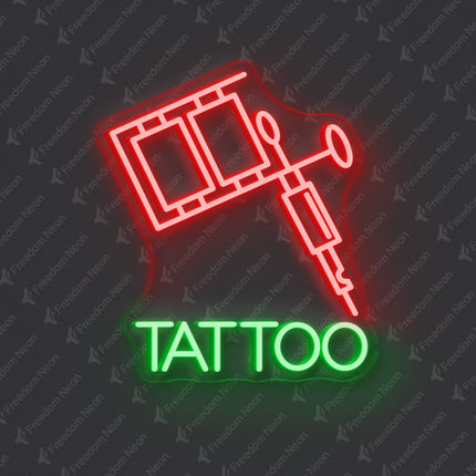 Red & Green Tattoo Machine & TATTOO Neon Sign
