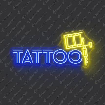 Blue & Lemon Yellow Tattoo Machine Neon Sign